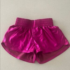 Metallic Pink Elastic Waist Shorts